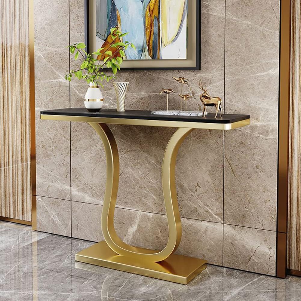 KWOKING Glam Rectangle Top UShape Base Console Table 31.5