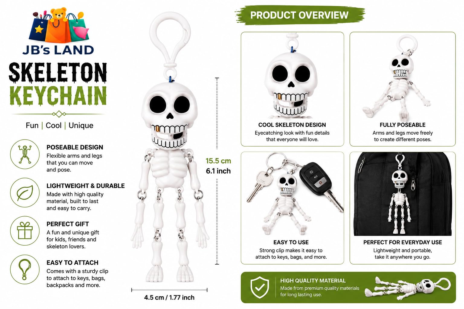 Funny Skeleton Keychain - Movable Joints -2