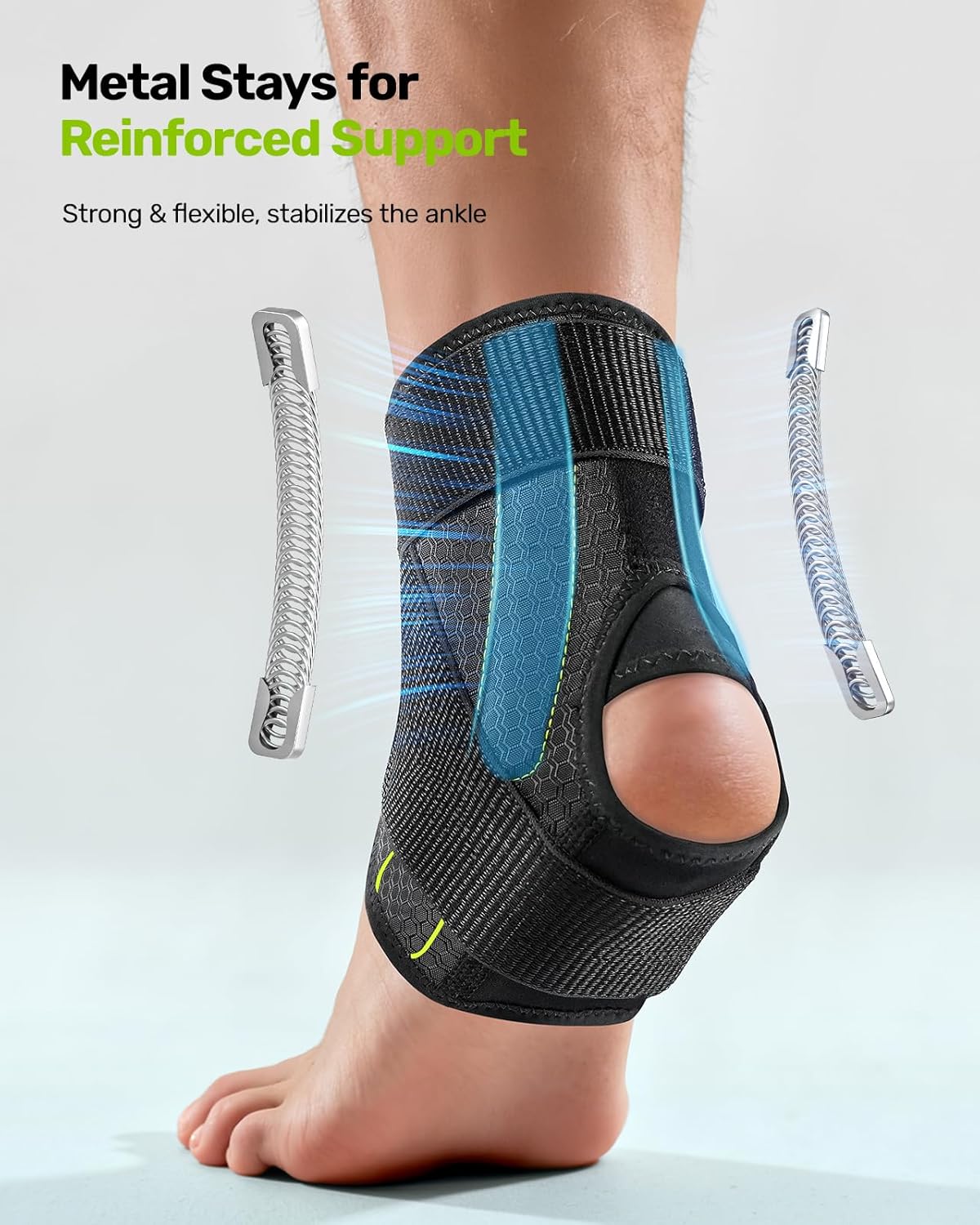 Quick Lace Up Ankle Brace with 2 Metal Support Stays, Breathable Ankle Stabilizer, Slim Fit Ankle Support Brace for Men Women, for Sprained Ankle, Sports, Injury Recovery, Size M