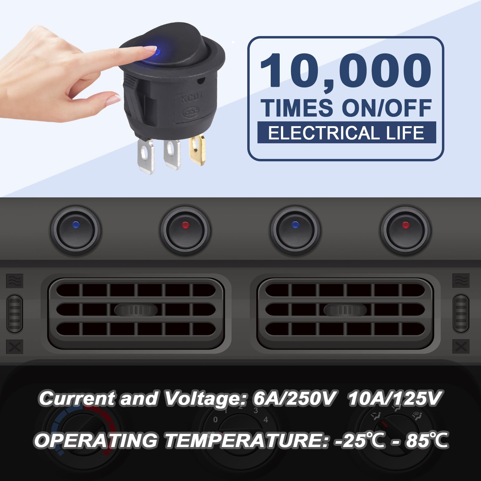 Interruttore A Bilanciere ON/OFF/ON VEXUNGA - 10 Pezzi 3 Posizioni Per Auto Ed Elettrodomestici - Foto 6