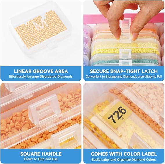 50PCS Diamond Painting Storage Containers Trays with Lids