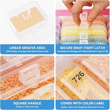 50PCS Diamond Painting Storage Containers Trays with Lids