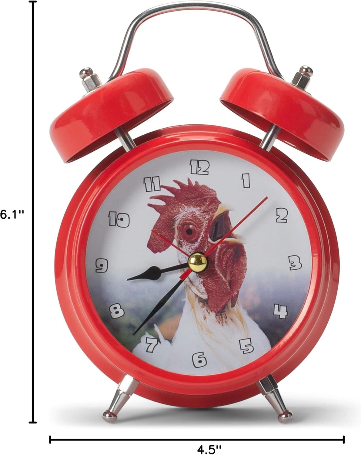 Mark Feldstein & Associates Wacky Wakers Red Rooster Bedside Tabletop Alarm Sound Clock