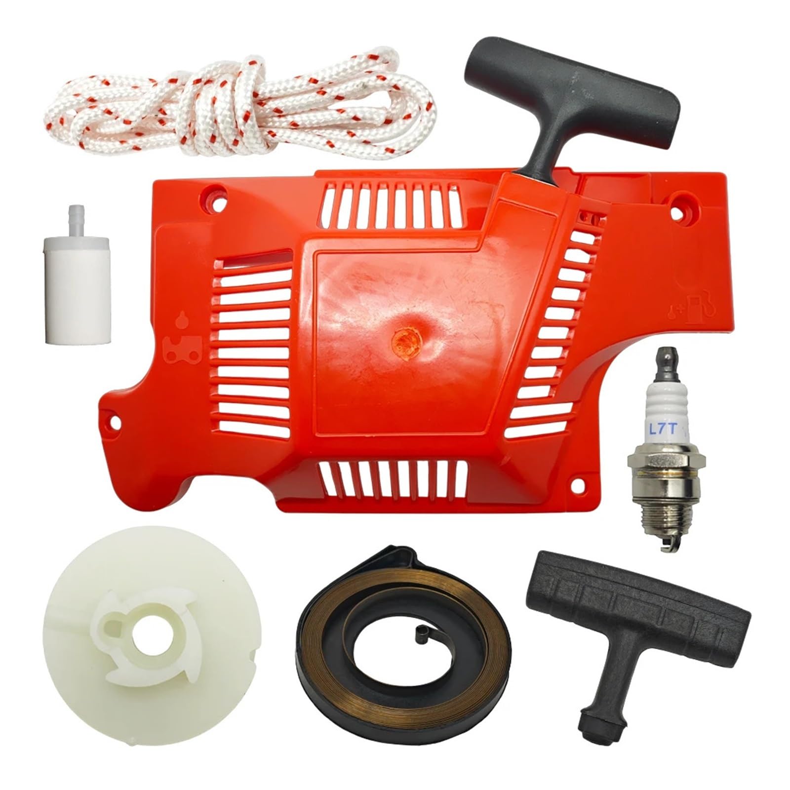 Recoil Starter Pulley Rope Handle Grip Spring Fuel Filter Spark Plug Kit For Husqvarna 50 51 55 Chainsaw Replacement Parts