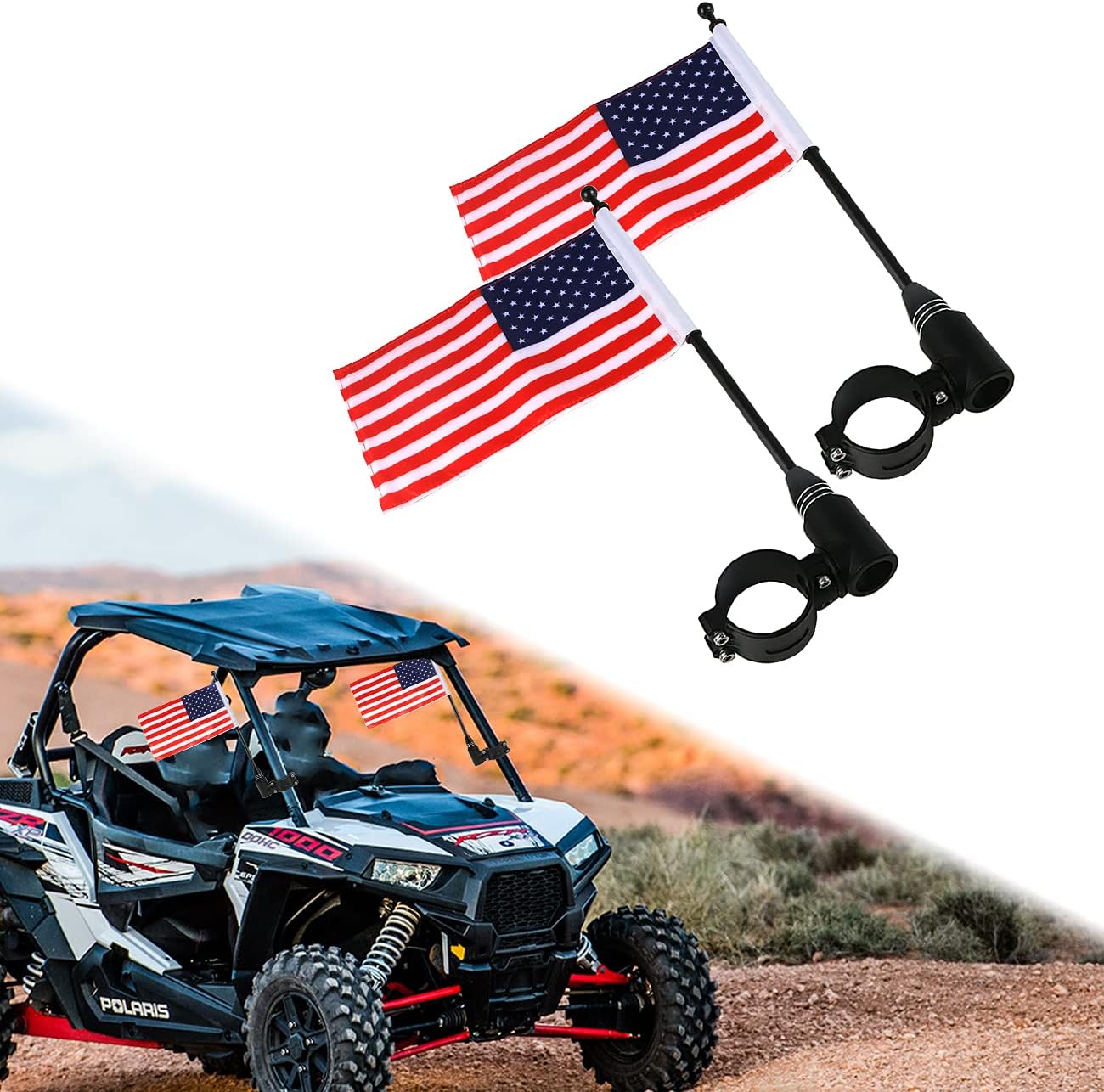 PLUSUTV 2 X UTV Heavy Duty Flag Pole Holder UTV&ATV US Flag