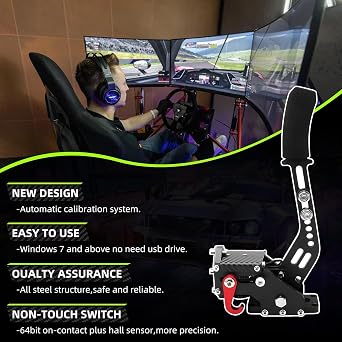 OKSTENCK 64-bit USB Analogue Racing Handbrake,Off-Road Rally with Handle Grip,Compatible with Support Logitech G27 G25 G29 T500 T300 FANATECOSW LFS DIRT RALLY,with Retaining Clip and Retaining Plate.