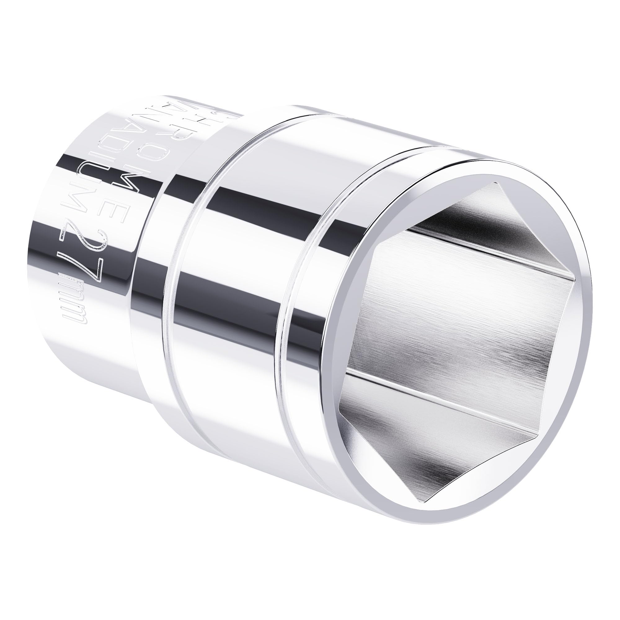 Vaso hexagonal de 27 mm para carraca de 1/2 corto métrico de acero CR-V