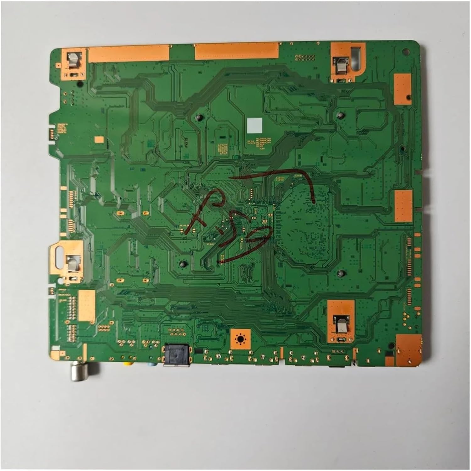 Bottom view of the YSVQHHDV TV Motherboard, showing the solder points and circuit traces.