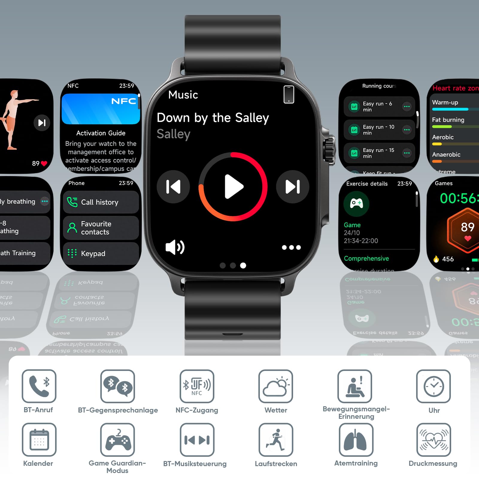 realme Watch 5 Smartwatch, 1,97 Zoll AMOLED Touchscreen, Independent GPS, NFC-Zugang, Bluetooth Anrufe, 108 Sportmodi, Blutsauerstoff/Schlafüberwachung, IP68 Wasserdicht, 16 Tage Akkulaufzeit, Schwarz