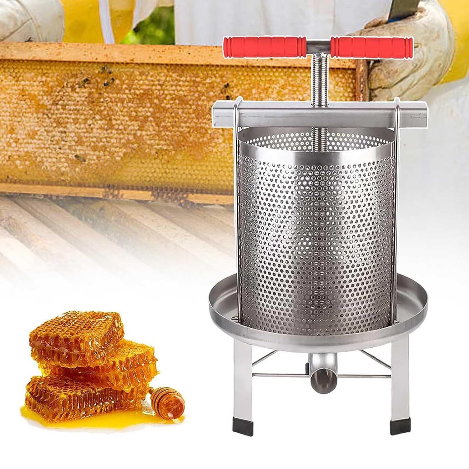 Matériel apiculture : extracteur de miel acier inoxydable et presse à cire 12L