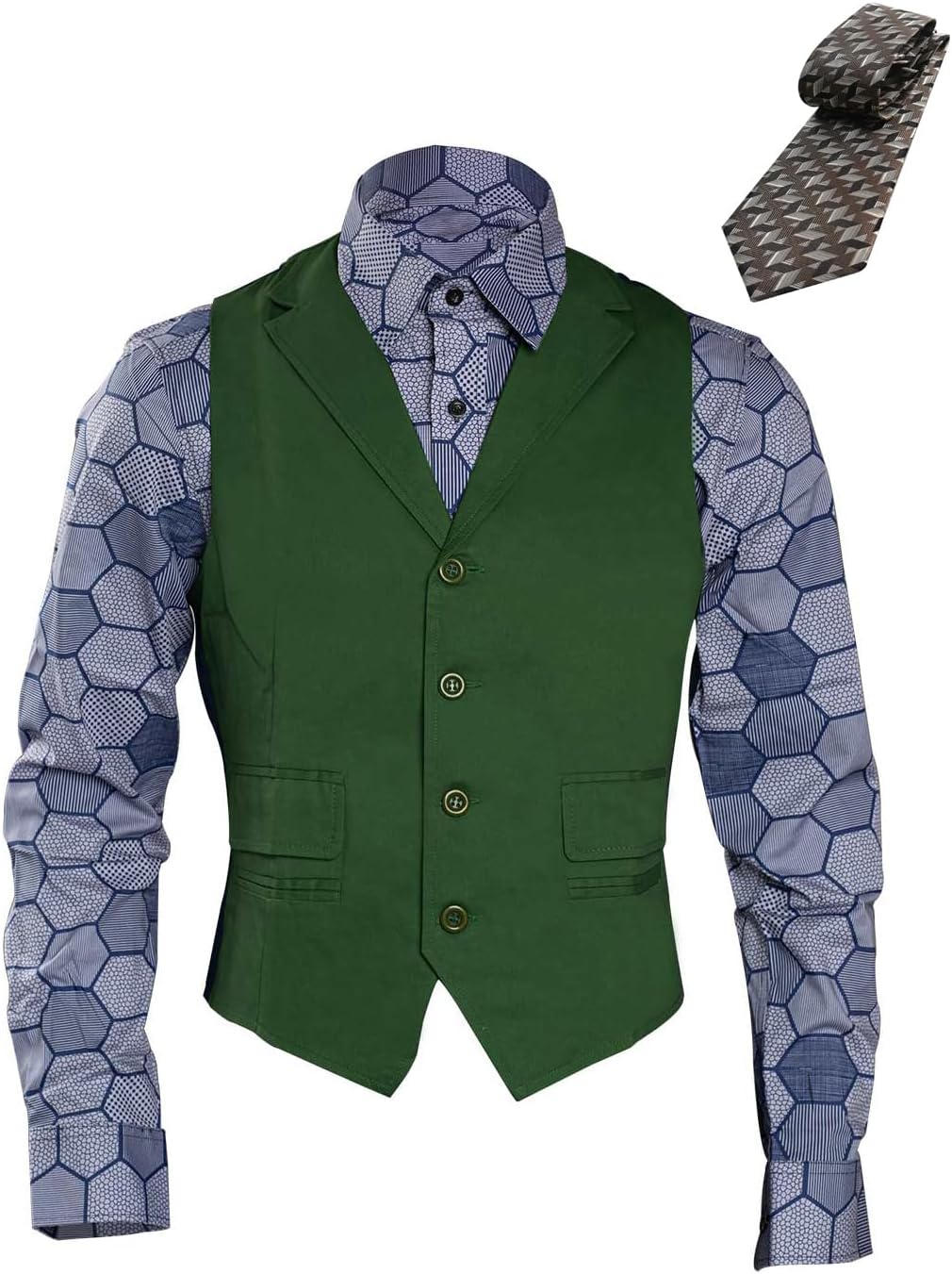 Mens Dark Knight Clown Costume Shirt Vest Tie Dark Knight Cosplay Outfit Suit Fancy Dress Up