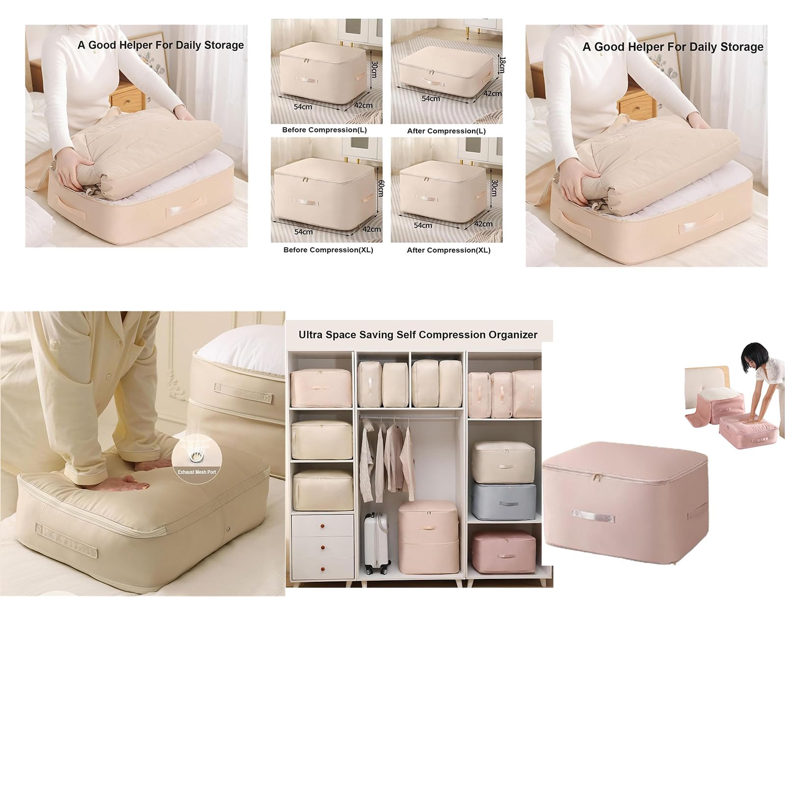 Grande capacità di compressione piumino Storage Bag Ultra salvaspazio comprimibile borse trasloco rosa XL Size ideale per casa e viaggi soluzioni di archiviazione