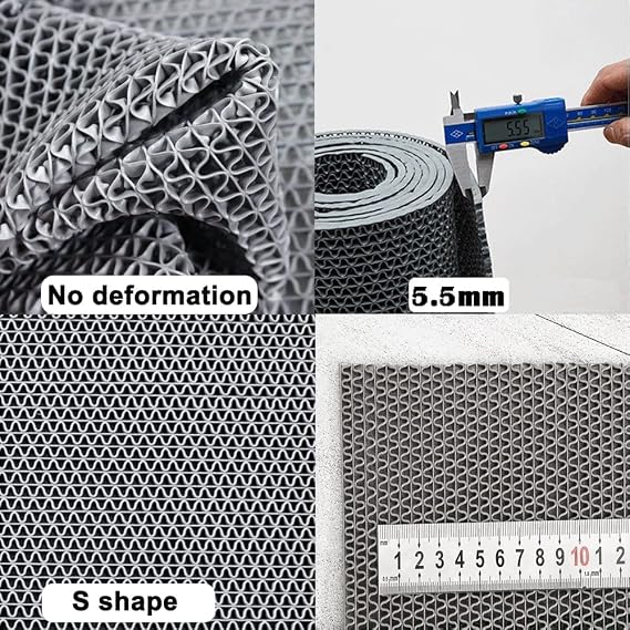 BWKJMY Drainage Non Slip Floor Mat 0.9x3m 5.5mm Thick Commercial Rubber Mat Garage Pools Restaurant Bars Bathroom Patio Outdoor Indoor Splash Matting, Waterproof Carpet Grey Mat