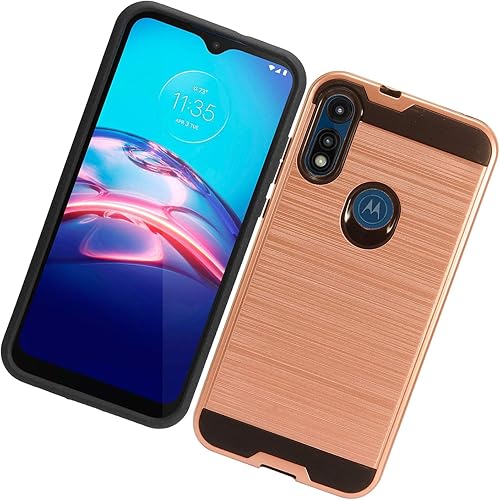 Miniatura 5 de Para Motorola Moto E (2020) XT2052 - Funda de teléfono estilo cepillado - CS3 oro rosa