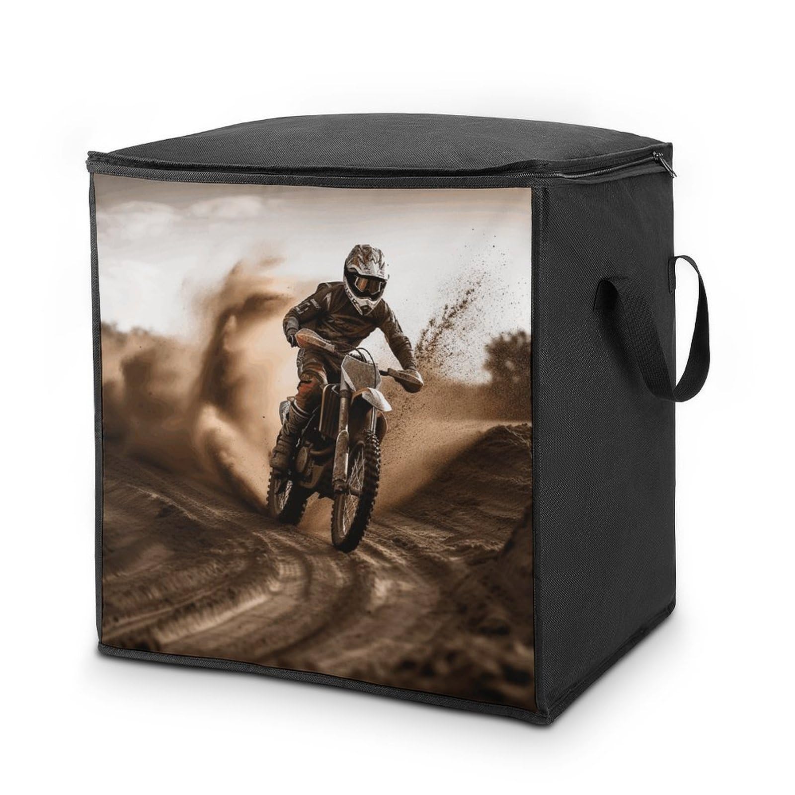 70L Motocross Storage Bag With Zipper Closet Organizers with Handle for Home Storage Organizer for Blankets Quilts Clothes Comforter Bedding And Pillows