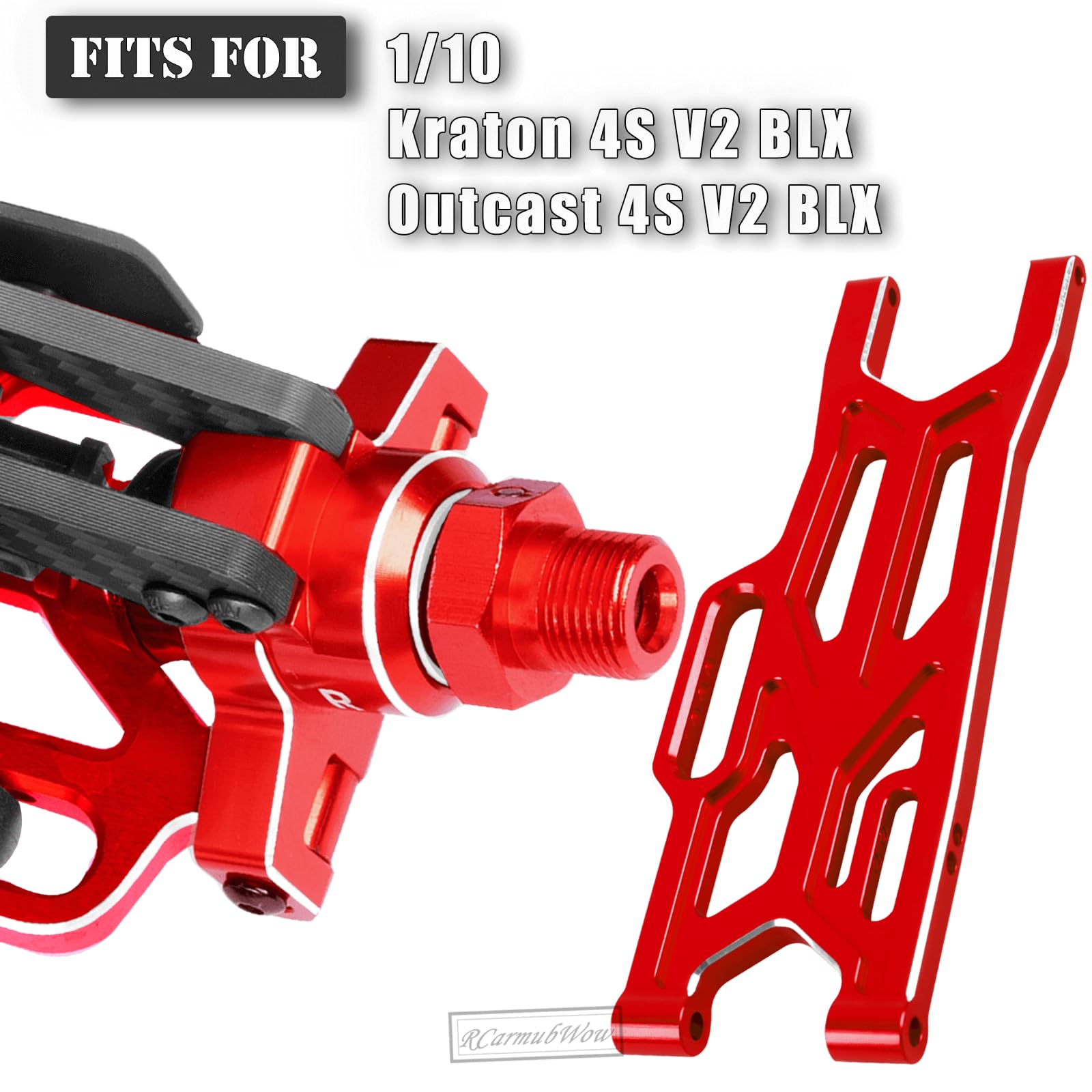 RcarmubWow RC Upgrades Part for 1/10 Kraton 4x4 4S V2 BLX,Outcast 4X4 4S V2 BLX,Alloy Aluminium Front Rear Suspension Arms,Front Steering Blocks,Caster Blocks,Rear Stub Axle Carriers,Red