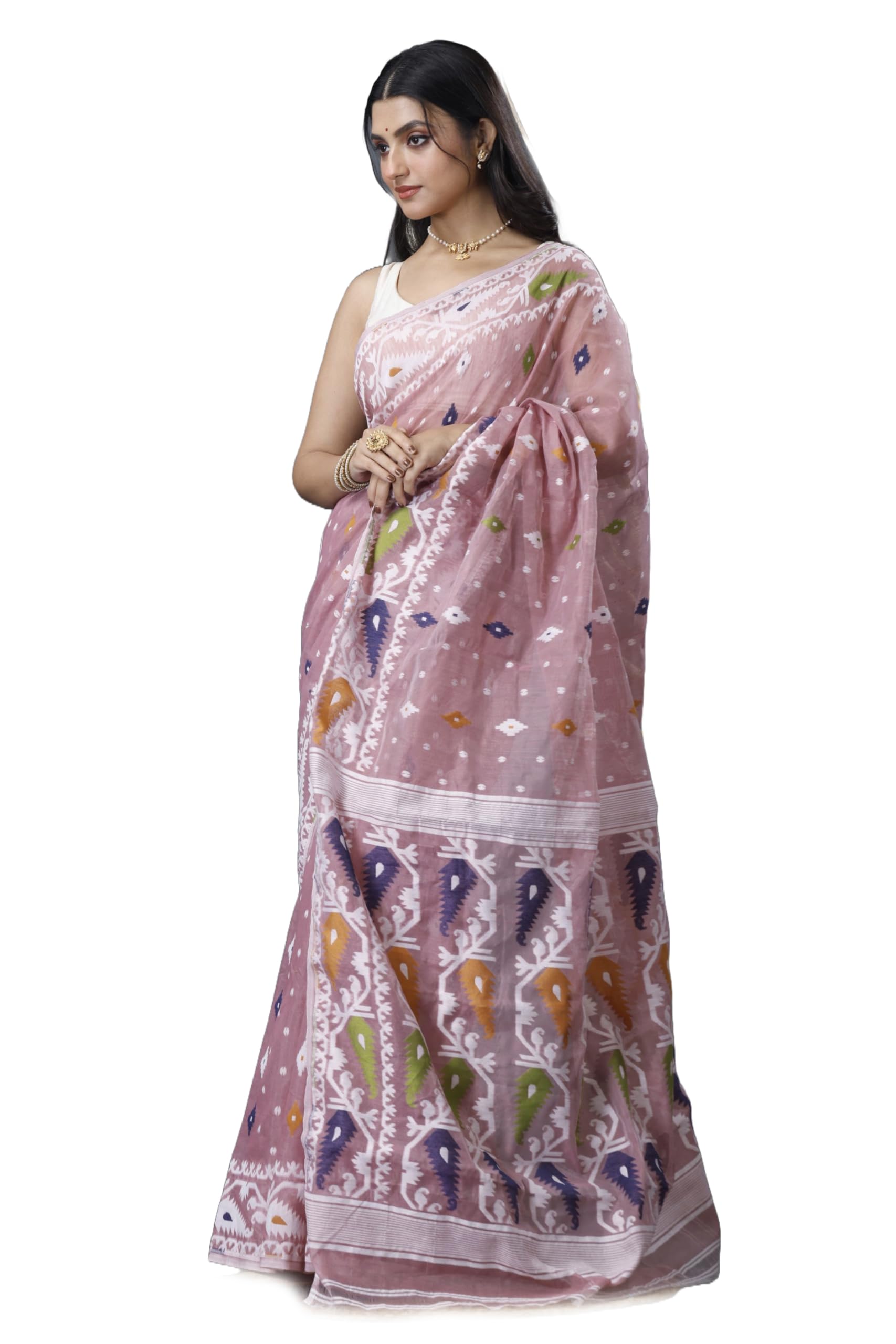 Minakari Jamdani Work Cotton Silk Soft Jamdani Saree with Blouse Piece-image-33