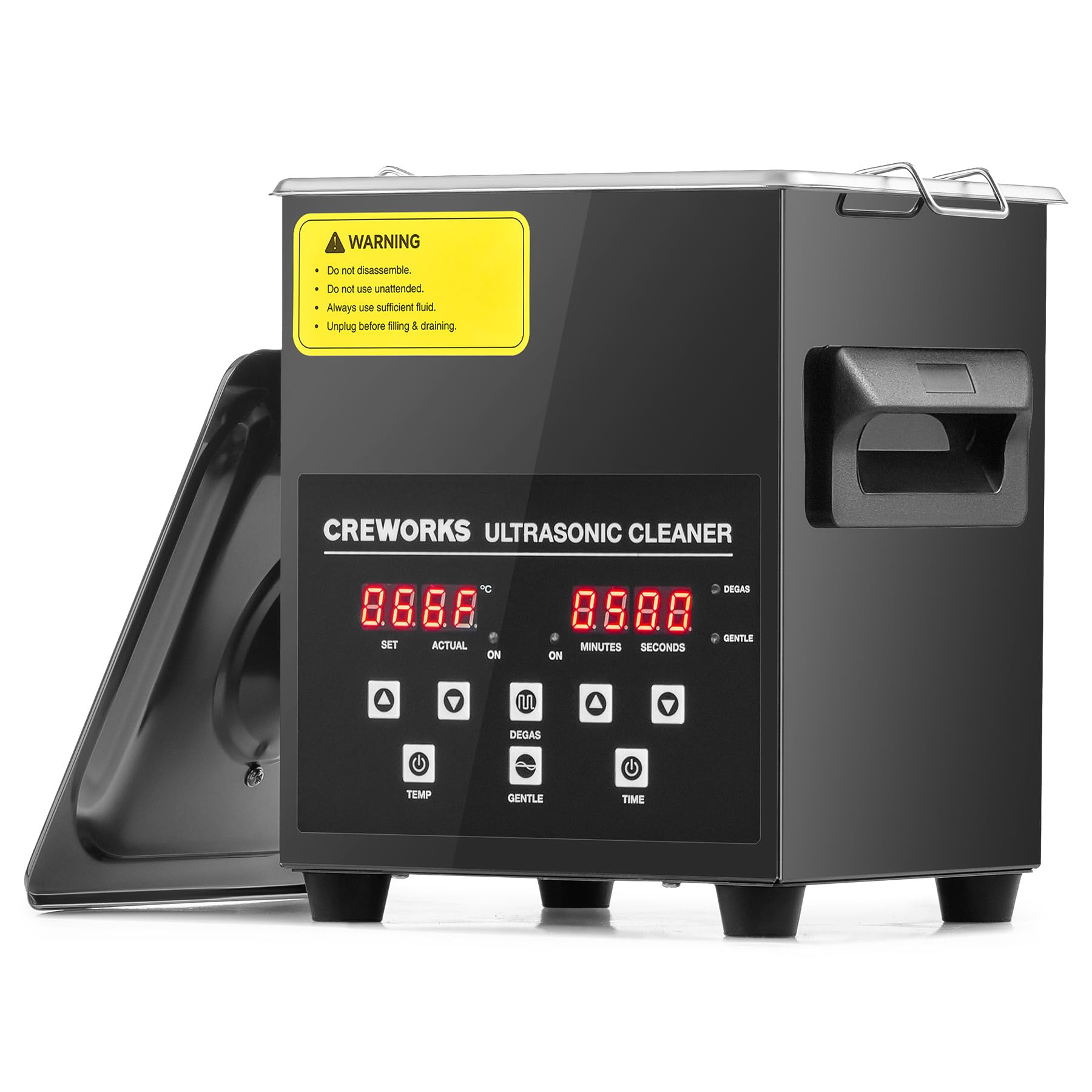 CREWORKS 2L Digital Ultrasonic Cleaning Machine with Degas and Gentle Mode, 60W Ultrasonic Cleaner Machine with Heater and Timer, Professional Ultrasound Cleaner for Retainer Jewellery Makeup Sponge