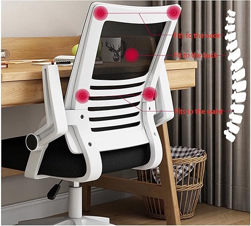 Miniatura 5 de Silla de escritorio ergonómica, silla de oficina en casa, silla de malla para computadora con soporte lumbar, reposabrazos ejecutivo, giratoria,
