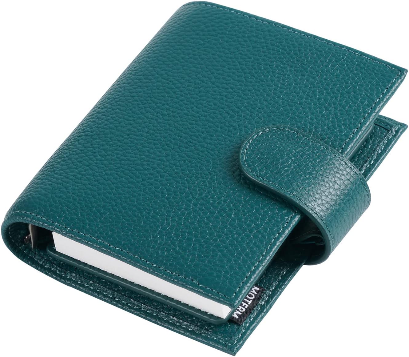 MotermPocket Regular Rings Planner - Genuine Leather Binder Organizer (Pebble-Teal, 19mm Ring)