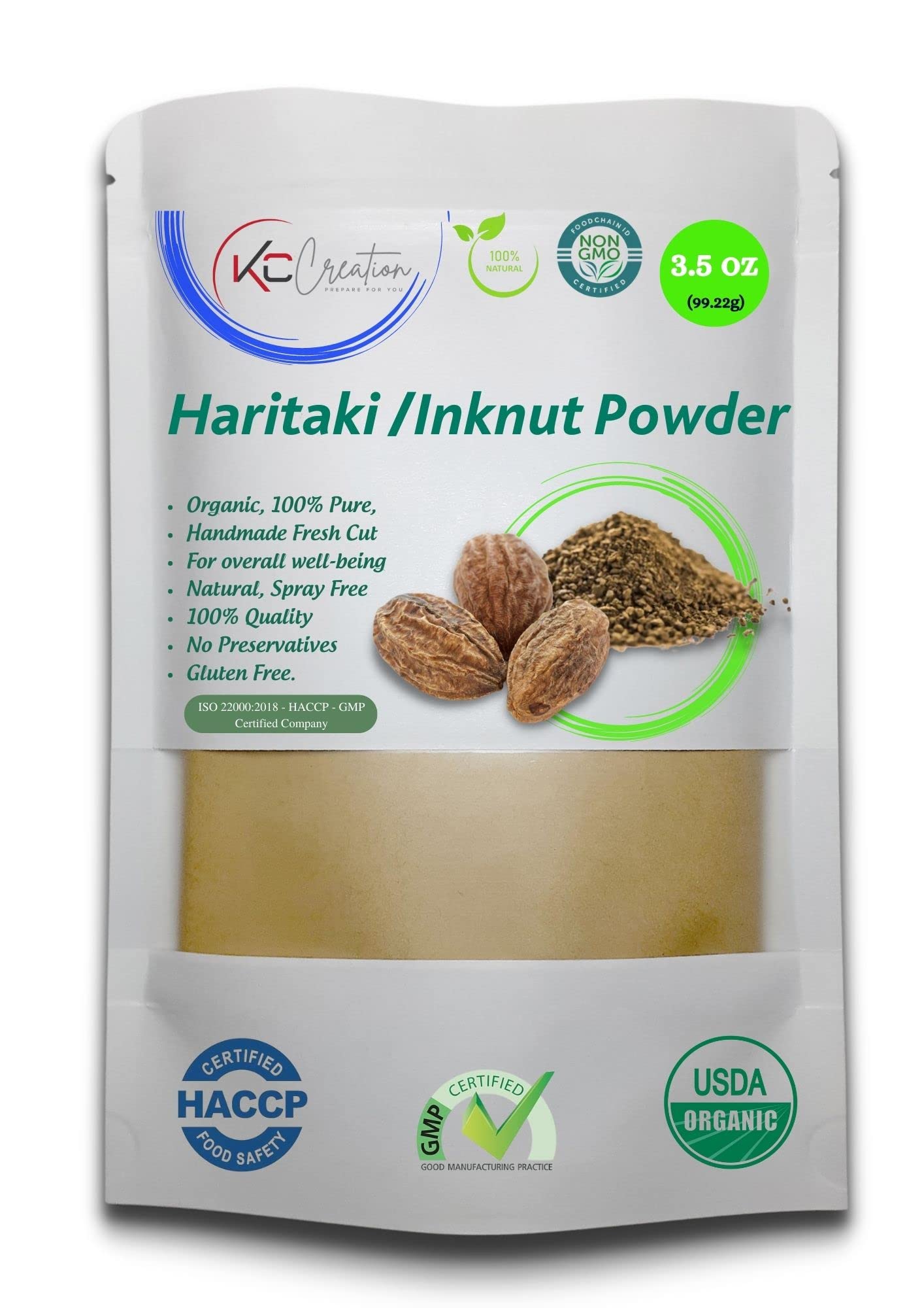 KC Creation Organic Haritaki Fruit Powder Harde Harad Terminalia chebula Kadakapudi (3.5oz)