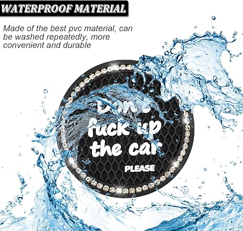 Miniatura 10 de Paquete de 2 posavasos brillantes para portavasos de automóvil con diamantes de imitación de cristal de 2.75 pulgadas, portavasos de silicona