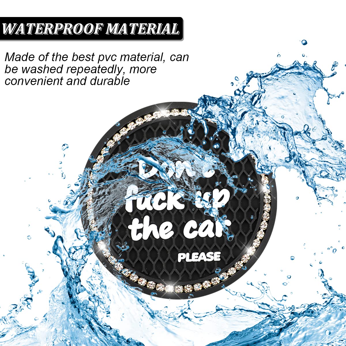 2 Pack Bling Car Coasters for Cup Holder Crystal Rhinestone 2 75 in Cup Holder Coaster Silicone Anti-Slip — view 4