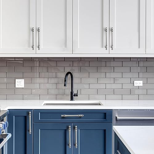 Miniatura 5 de JOY DECOR Paquete de 10 manijas de gabinete de cocina de níquel satinado cepillado de 5 pulgadas, tiradores de gabinete de cocina de zinc,