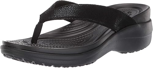 クロックス サンダル カプリ メタリック テクスチャー ウェッジ フリップ ウィメン ビーチサンダル Amazon