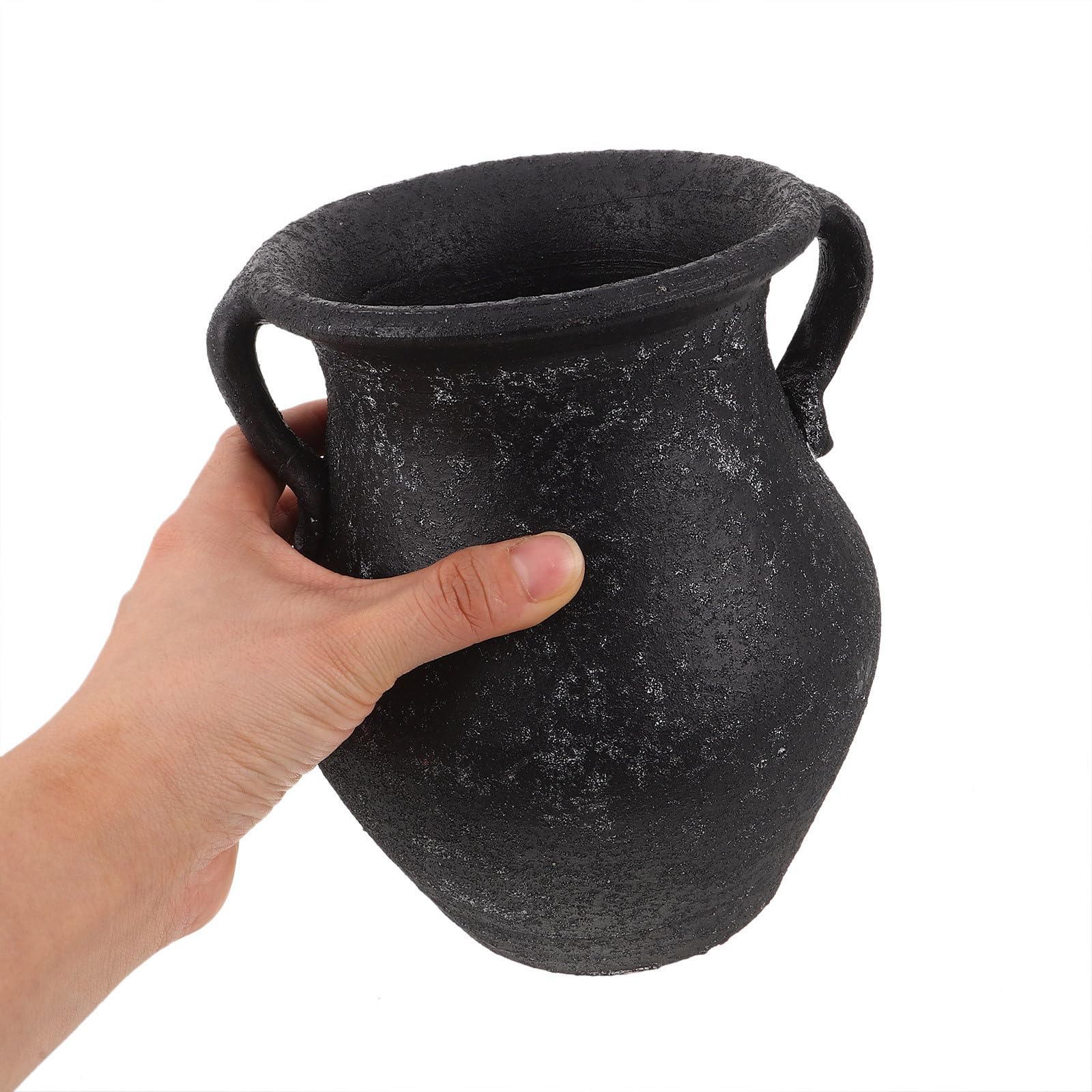 Homoyoyo Porte-ustensiles Cuisine en Céramique Noir 18cm Surface Lisse et Entretien Facile, Rangement Rustique pour Baguettes et Outils de Cuisson sur Plan de Travail