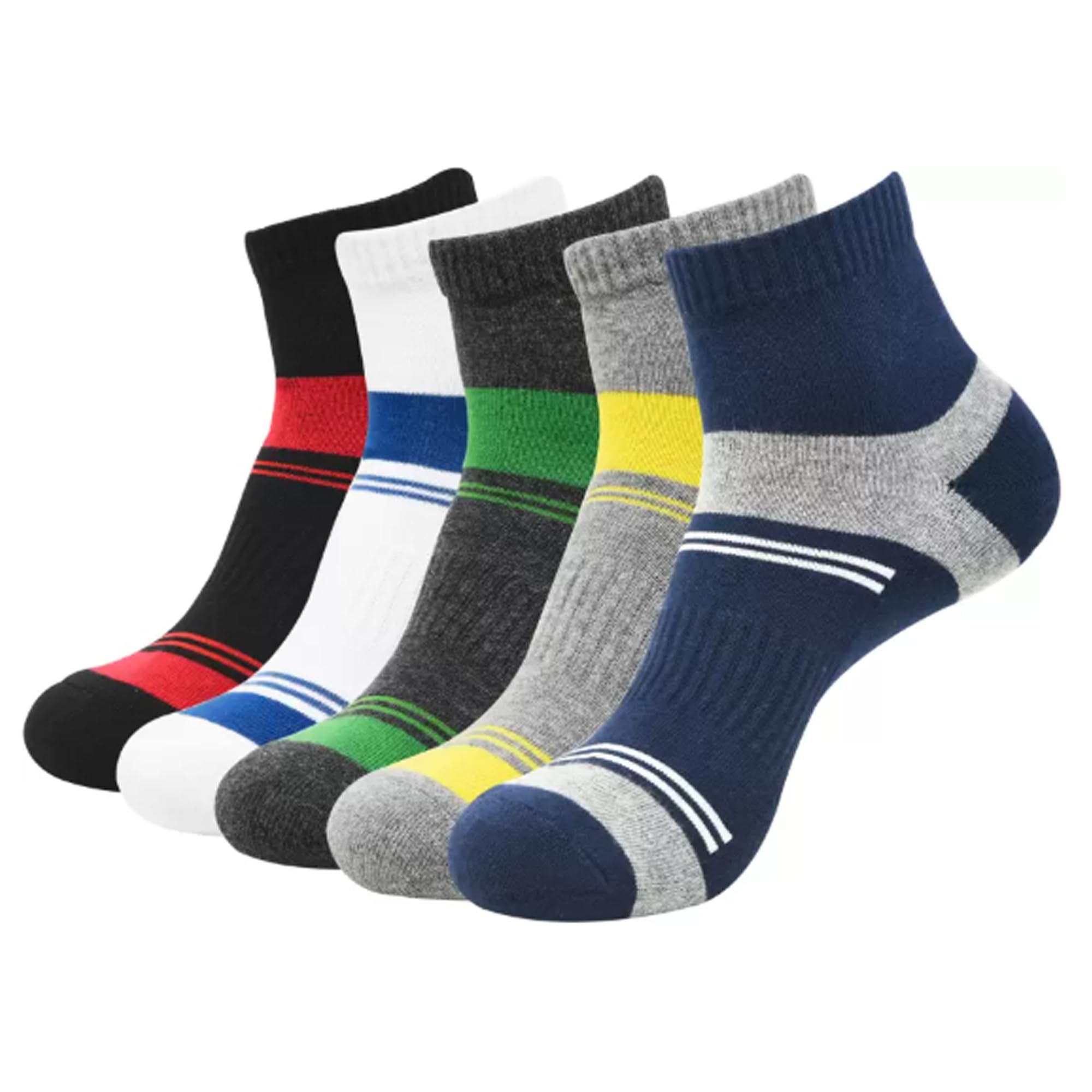 Collar Edge Blue Socks - Cotton Socks for Men and Women, Trendy Design for Casual and Office Wear, Soft and Long-lasting Material – Pack of 5-image-20