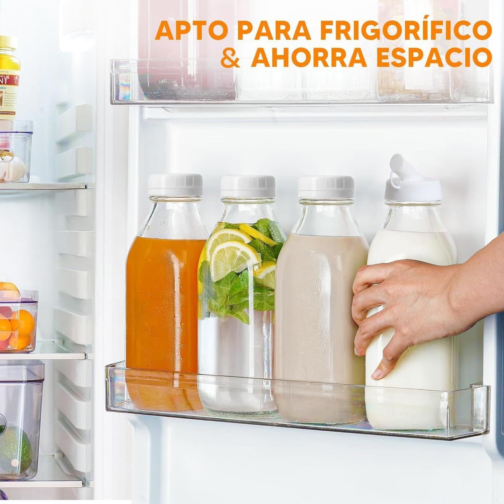 Glasflaschen Für Saft 1 Liter Wiederverwendbare Luftdichte Trinkflasche Mit | Auslaufsicherer Trinkbecher Für Wasser, Milch, Saft, Kühlschrank, Küche, Kochen, Reisen Und