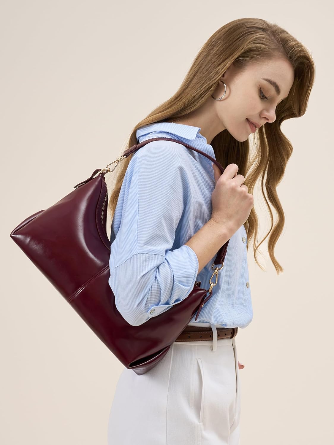 CHUNLI Shoulder Bag PU Leather Purses for Women Trendy Cute Hobo Bags with Zip Closure Designer Tote Handbags
