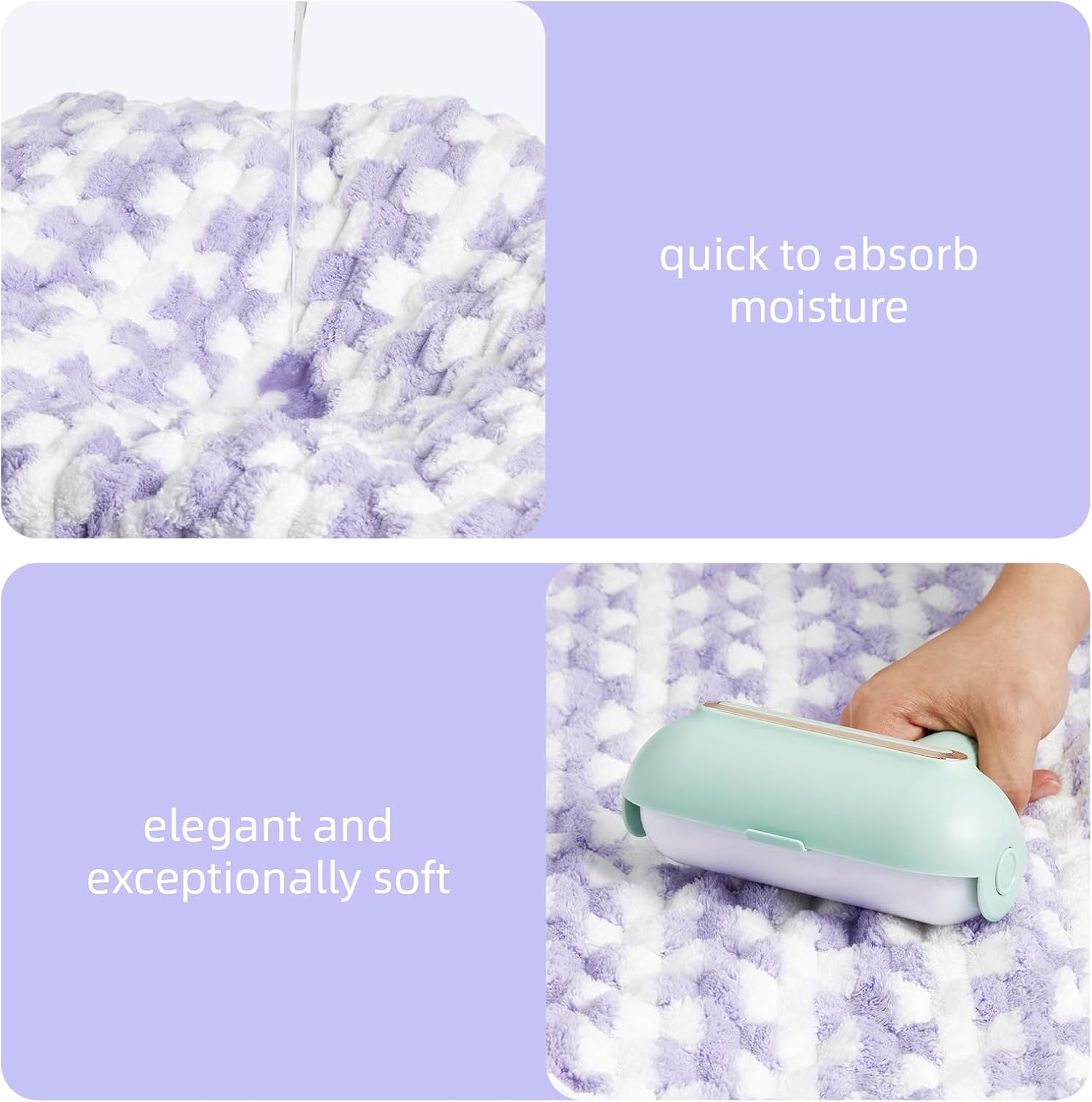 Towel Wrap for Women Plus Size-Wearable Shower Towel Wrap with Hair Towel Wristbands Closure Elastic Top Soft Adjustable Microfiber Dress Towel Spa Wraps for Women's Bathrobe(Purple Stripe) - Image 3