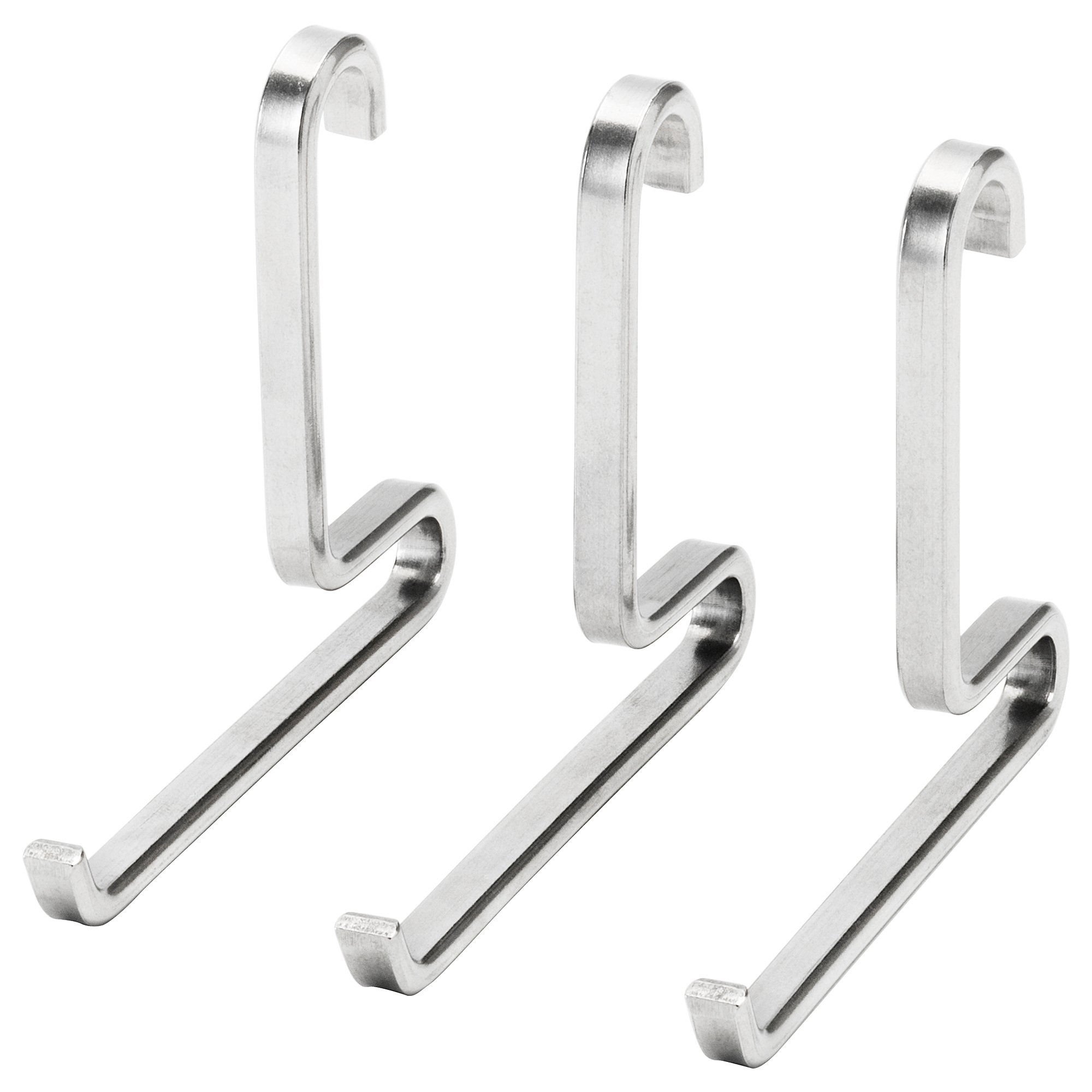 Ikea KUNGSFORS Kitchen Utensil Hanging Hooks for Rail, Stainless Steel, 10x8 Centimetres - Pack of 3