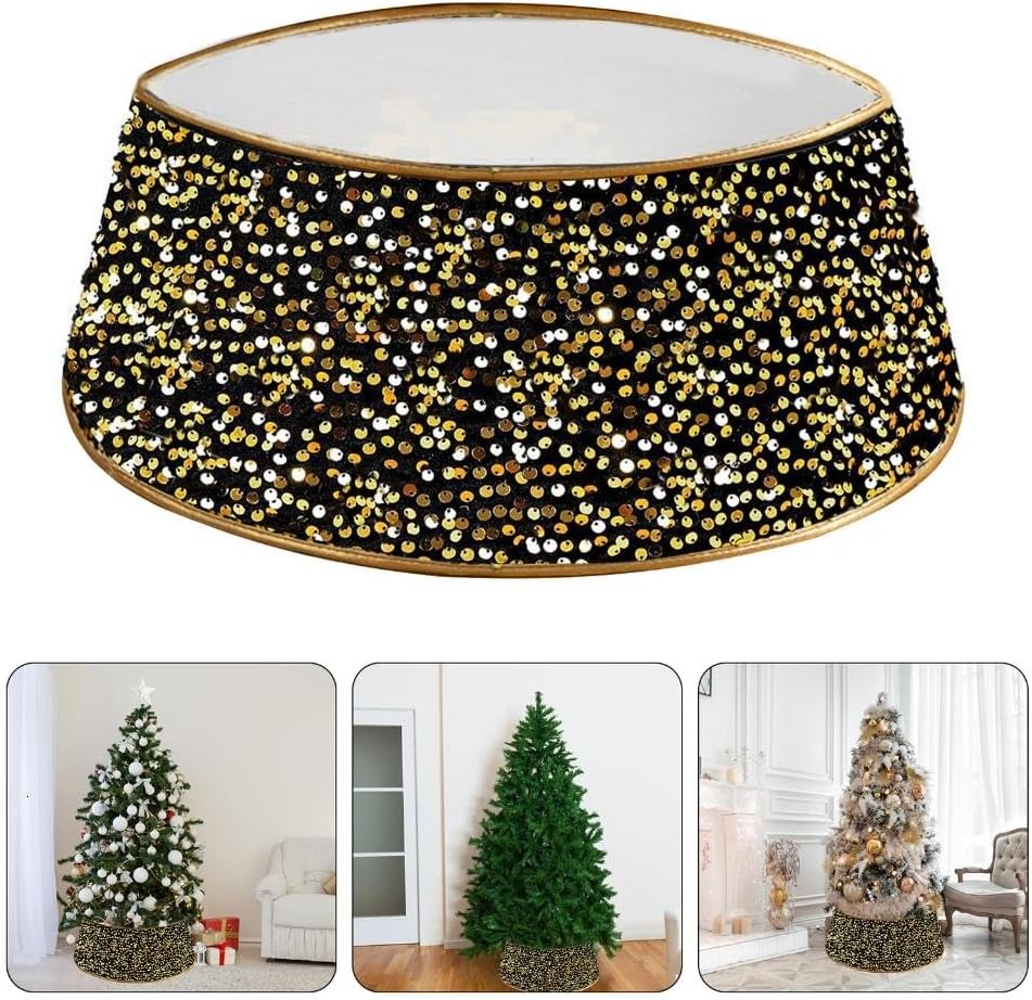 Beautiful Festival Tree Base Cover in Sequined Front for Christmas Decoration