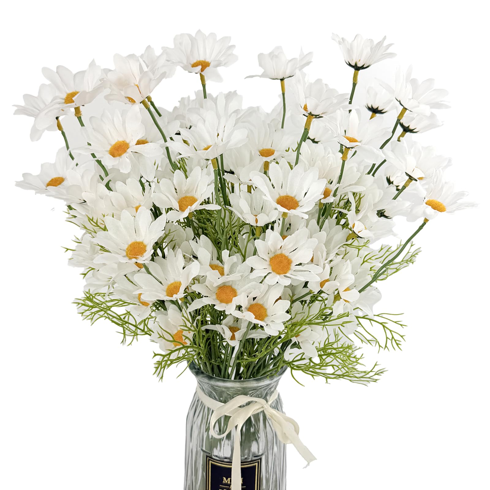 Fausses fleurs sauvages marguerite blanche TooGet en soie : Tiges de verdure artificielle 50cm