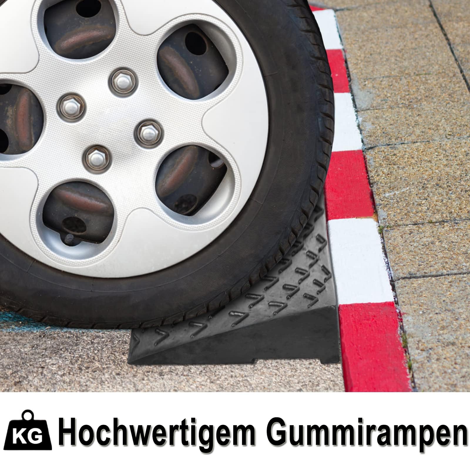 XMTECH Juego de 2 rampas de goma para bordillos, 10,5 cm de alto, rampa para silla de ruedas, rampa de umbral de puerta, rampa para coche, moto, silla de ruedas, andador