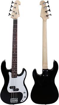 Stedman Beginner Series Bass Guitar Bundle with 15-Watt Amp, Gig Bag, Instrument Cable, Strap, Strings, Picks, and Polishing Cloth - Black