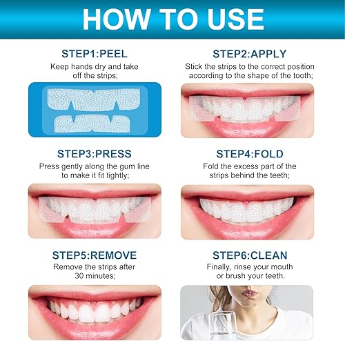 Miniatura 5 de Tiras blanqueadoras de dientes para dientes sensibles, kit de blanqueamiento seguro para el esmalte, antideslizante, elimina manchas de café, vino