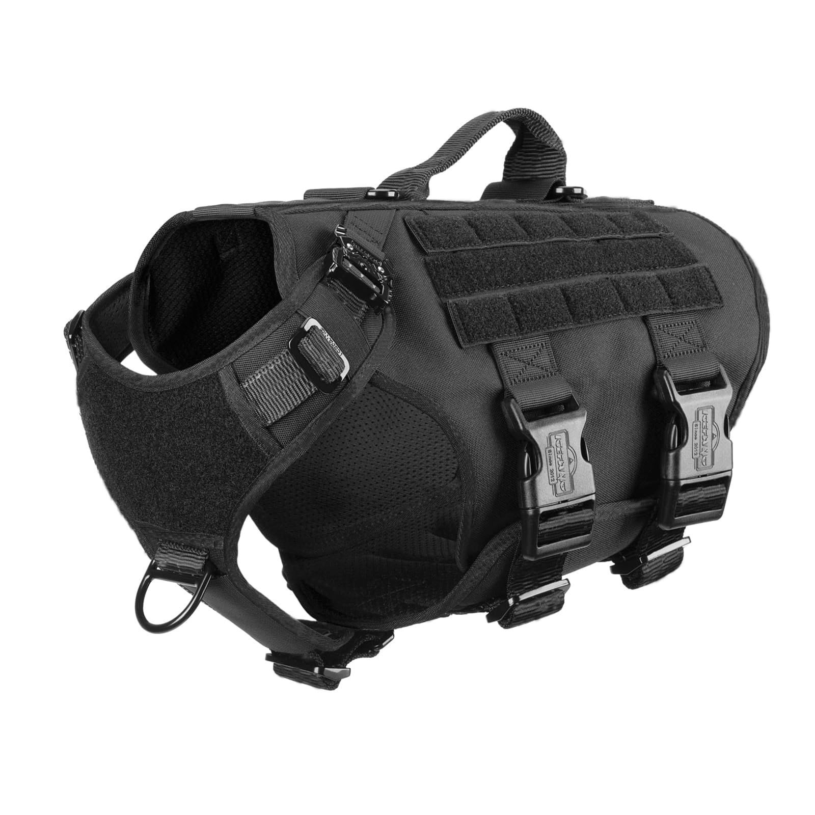 Arnés táctico ICEFANG K9, chaleco Molle para perro de trabajo, cobertura de cuerpo 3/4, panel de gancho y bucle para identificación militar, mango reforzado, sin tirar de clip frontal