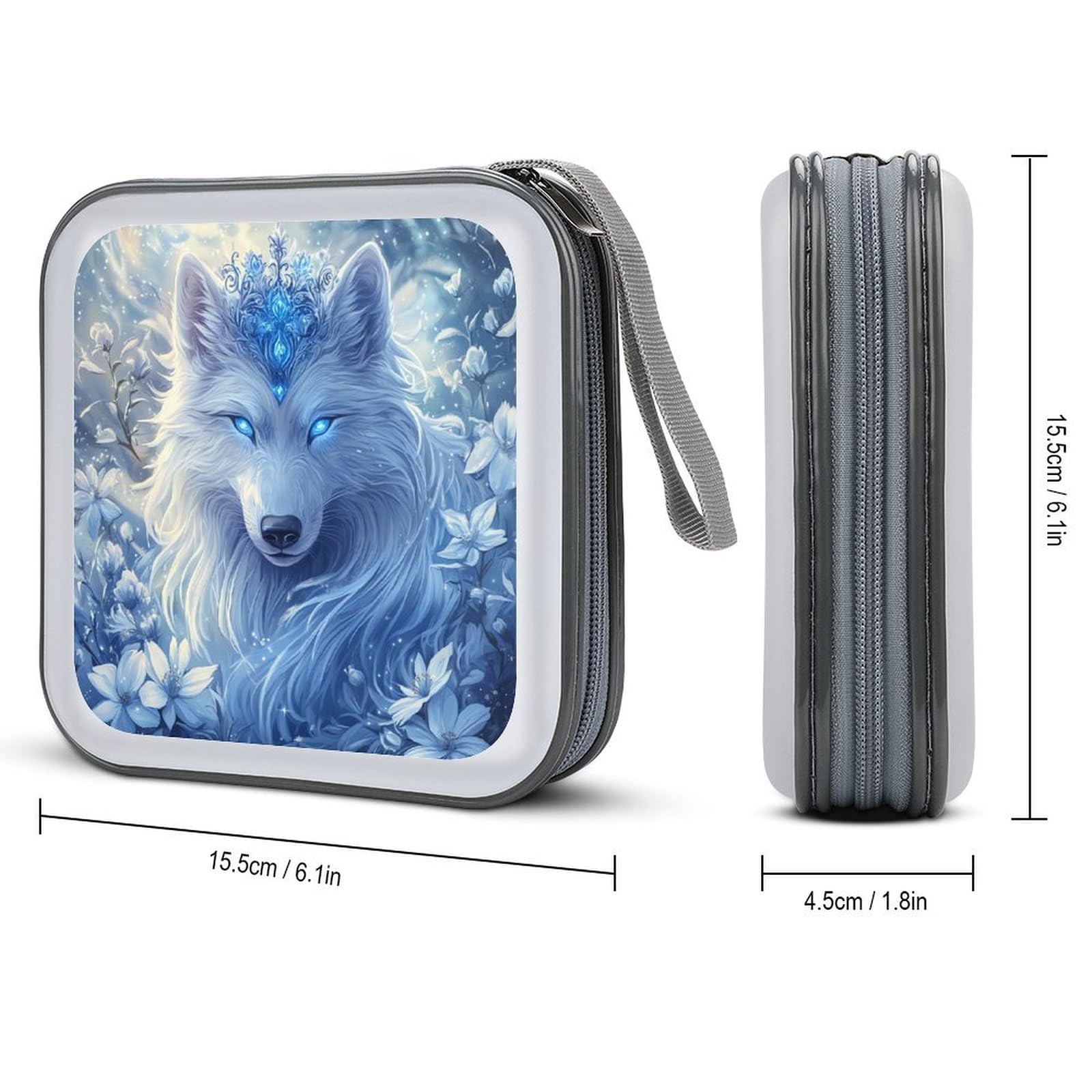 White Wolf CD Case Plastic DVD Case Holder Wallet Disc Storage Organizer for Car Travel