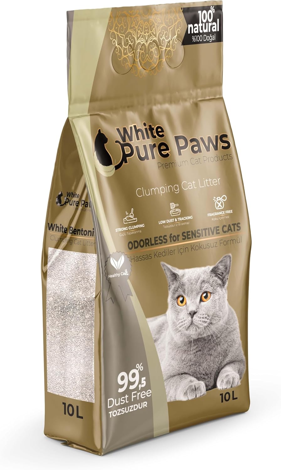 White Pure Paws Premium Clumping Cat Litter ODORLESS for