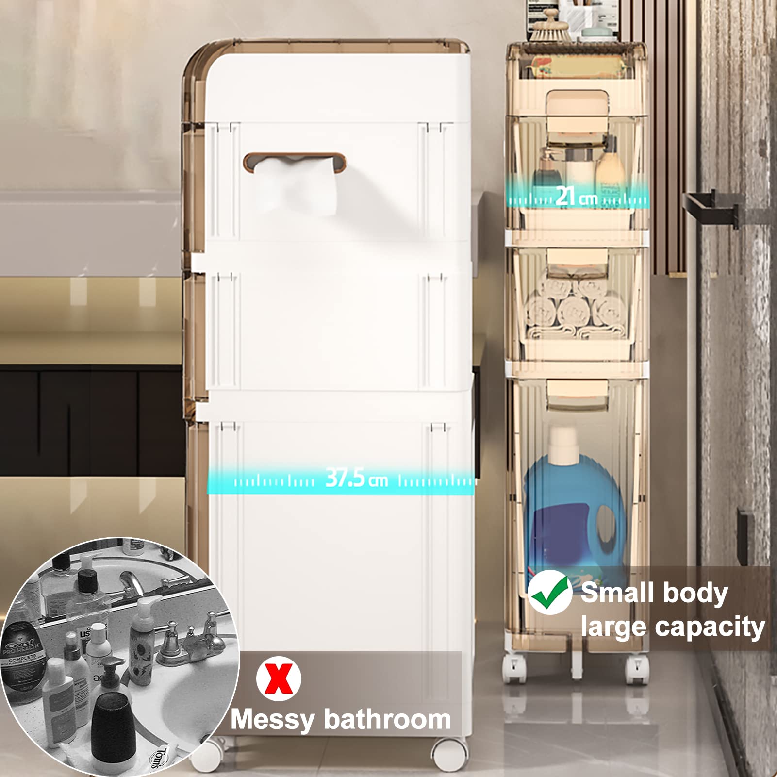 Amazon.co.jp: 小さなスペース用の小さなバスルーム収納キャビネット