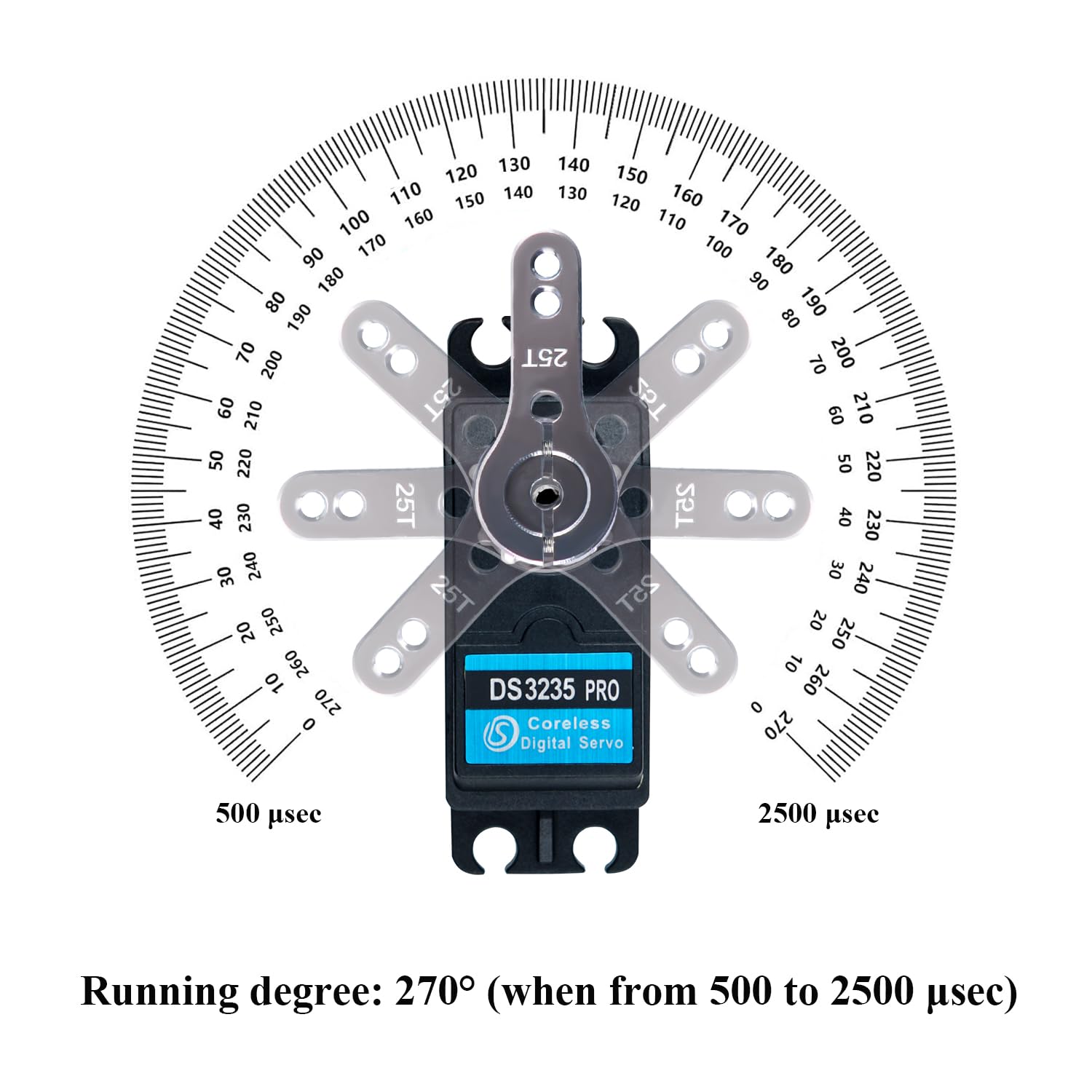 Stemedu 2 PCS 35KG Servo Pro Waterroof Corele Motor DS3235 PRO DSSERVO Digital Servo Staile Steel Gear High Torque Servo with 25T Hor Arm for 18 110 RC Climig Car - Image 2