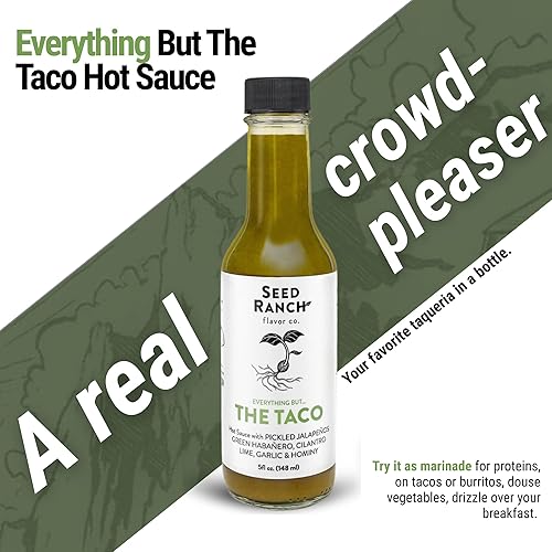 Miniatura 7 de Seed Ranch Gourmet Everything But the Taco Hot Sauce, paquete de 3, calor medio, vegano, condimento para tacos sin OMG, sin conservantes ni azúcar