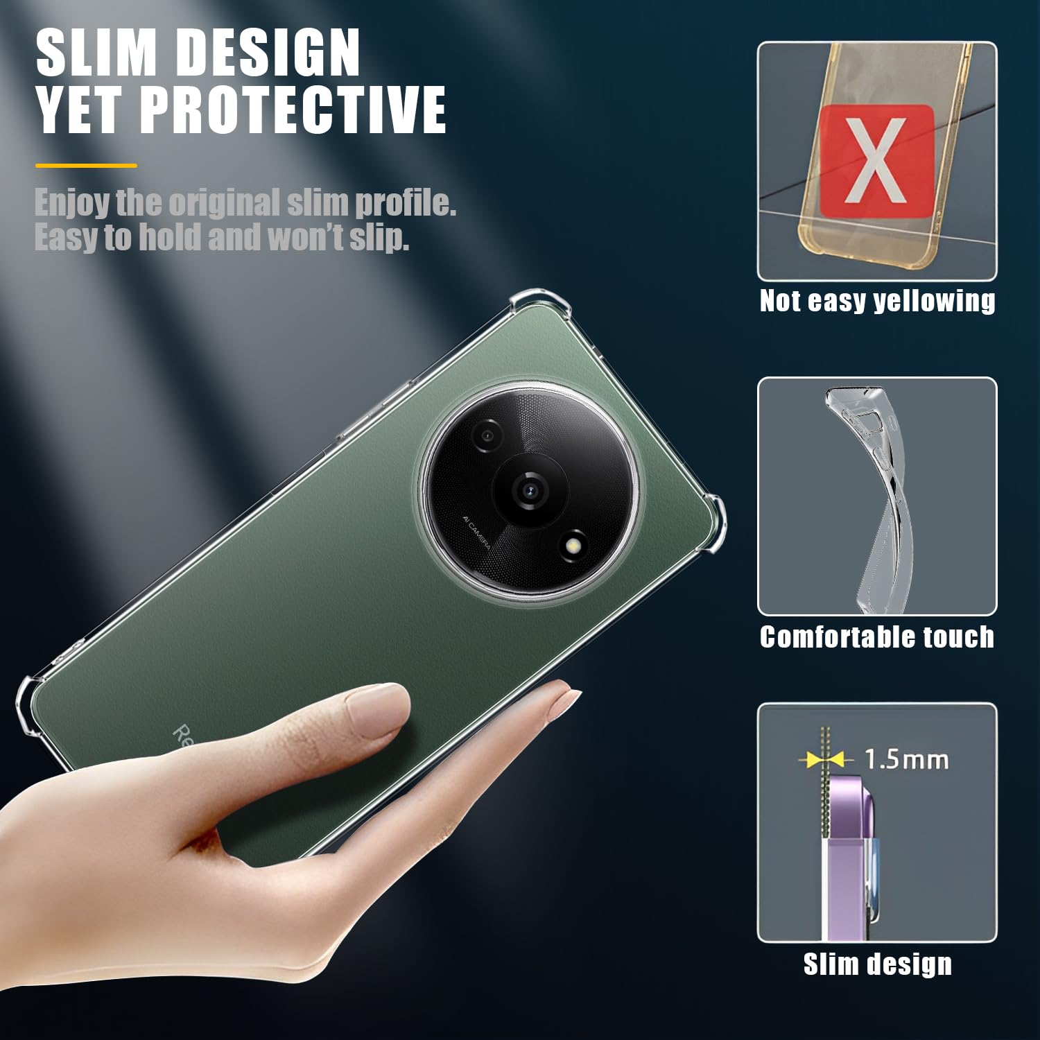 Cover + 2 Vetri Temperati Per Xiaomi Redmi A3 4G - Custodia Morbida TPU E Pellicola 9H - Protezione Totale