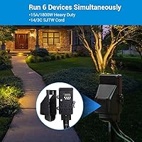 Vista 7 de DEWENWILS - Temporizador digital para exteriores, temporizador de tiempo multi-zócalo, impermeable, 6 salidas de jardín, cable de extensión de 6 ft
