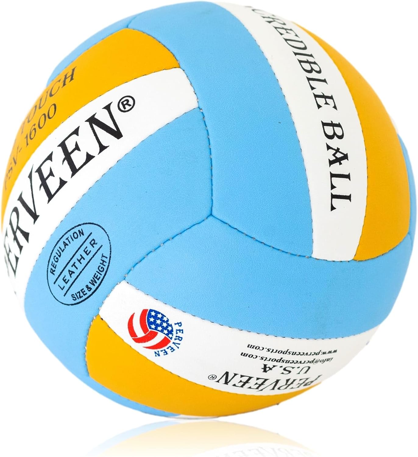 PERVEEN Microfiber Composite Leather Volleyball - Official Size 5 Hand-Sewn Soft Touch Volleyball for Indoor & Outdoor Use - Practice & Recreational Game Ball