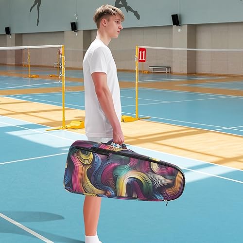 Miniatura 8 de Tennis Backpack for Adults Large Sturdy Colorful Neon Irregular Abstract Texture Gym Sport Travel Bag for Teen Boys Girls Men Women para raqueta